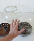 Set of 2 Vintage Space Age Sconces: Copper Industrial Flush Mount Lights