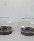 Set of 2 Vintage Space Age Sconces: Copper Industrial Flush Mount Lights