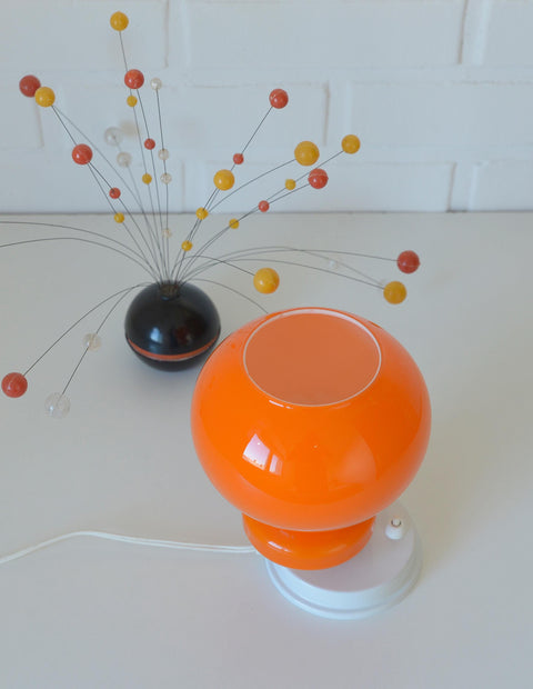 Vintage Orange Glass Table Lamp: Mid-Century Modern Bedside Light