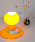 Vintage Orange Glass Table Lamp: Mid-Century Modern Bedside Light