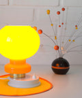 Vintage Orange Glass Table Lamp: Mid-Century Modern Bedside Light