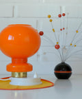 Vintage Orange Glass Table Lamp: Mid-Century Modern Bedside Light