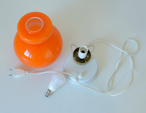 Vintage Orange Glass Table Lamp: Mid-Century Modern Bedside Light