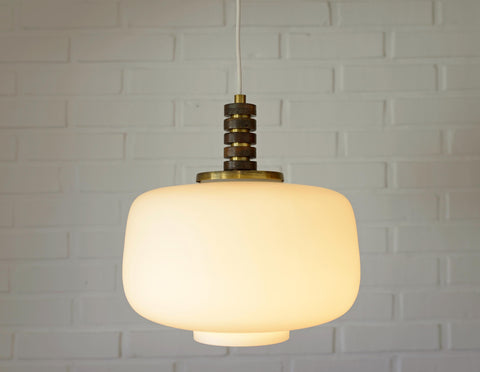 Vintage Milk Glass Hanging Lamp: MCM Scandinavian Pendant Light