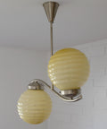 Antique Art Deco Chandelier: Caramel Glass Pendant Lamp, Yugoslavia 1940s