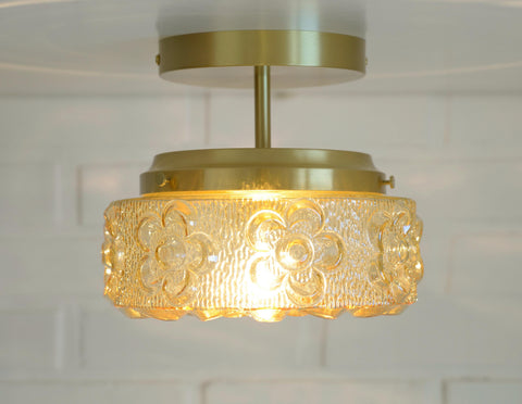 Amber Glass Semi Flush Mount Light - Mid Century Modern Redesign