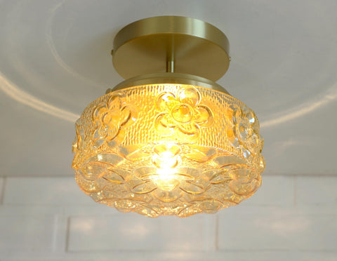 Amber Glass Semi Flush Mount Light - Mid Century Modern Redesign