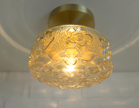 Amber Glass Semi Flush Mount Light - Mid Century Modern Redesign
