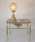 Vintage Gold Plant Stand: Mid Century Modern Side Table, Yugoslavia