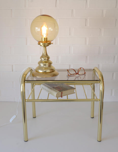 Vintage Gold Plant Stand: Mid Century Modern Side Table, Yugoslavia
