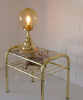 Vintage Gold Plant Stand: Mid Century Modern Side Table, Yugoslavia
