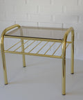 Vintage Gold Plant Stand: Mid Century Modern Side Table, Yugoslavia