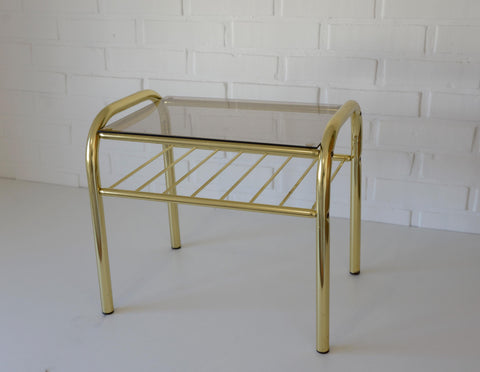 Vintage Gold Plant Stand: Mid Century Modern Side Table, Yugoslavia