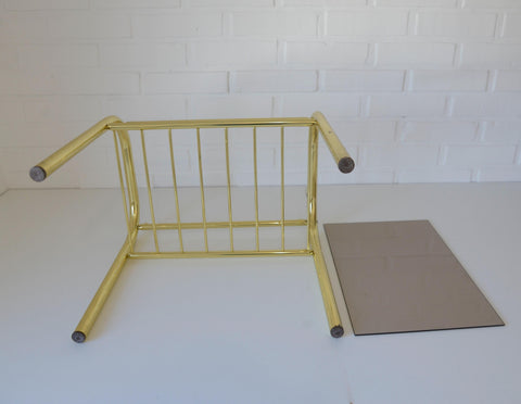 Vintage Gold Plant Stand: Mid Century Modern Side Table, Yugoslavia
