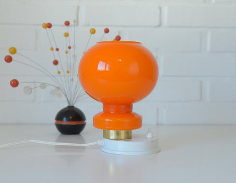 Vintage Orange Glass Table Lamp: Mid-Century Modern Bedside Light