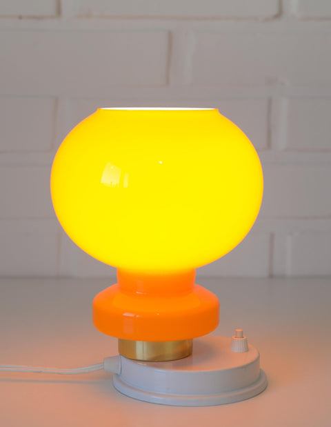 Vintage Orange Glass Table Lamp: Mid-Century Modern Bedside Light