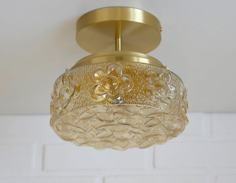 Amber Glass Semi Flush Mount Light - Mid Century Modern Redesign