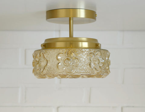 Amber Glass Semi Flush Mount Light - Mid Century Modern Redesign
