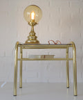 Vintage Gold Plant Stand: Mid Century Modern Side Table, Yugoslavia