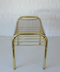 Vintage Gold Plant Stand: Mid Century Modern Side Table, Yugoslavia
