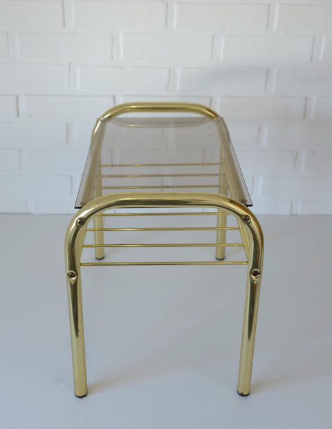 Vintage Gold Plant Stand: Mid Century Modern Side Table, Yugoslavia