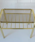 Vintage Gold Plant Stand: Mid Century Modern Side Table, Yugoslavia