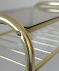 Vintage Gold Plant Stand: Mid Century Modern Side Table, Yugoslavia