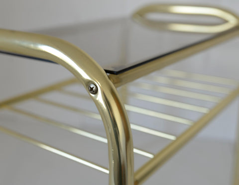 Vintage Gold Plant Stand: Mid Century Modern Side Table, Yugoslavia