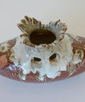 Vintage Fat Lava Ceramic Bud Vase: Brown Glaze Pottery