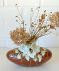 Vintage Fat Lava Ceramic Bud Vase: Brown Glaze Pottery