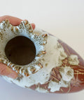 Vintage Fat Lava Ceramic Bud Vase: Brown Glaze Pottery