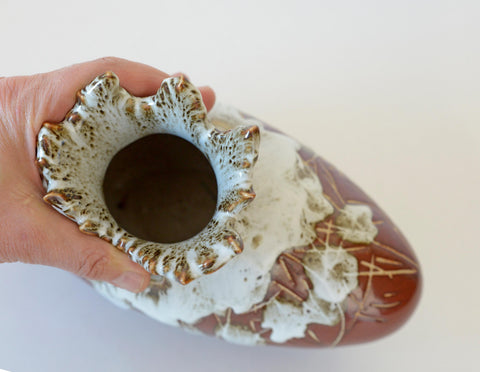 Vintage Fat Lava Ceramic Bud Vase: Brown Glaze Pottery