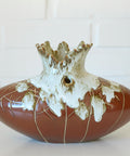 Vintage Fat Lava Ceramic Bud Vase: Brown Glaze Pottery