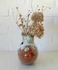 Vintage Fat Lava Ceramic Bud Vase: Brown Glaze Pottery