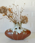 Vintage Fat Lava Ceramic Bud Vase: Brown Glaze Pottery