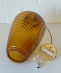 Vintage Amber Glass Pendant Lamp: Hand Blown Swirl Ceiling Light