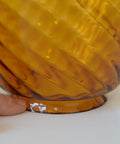 Vintage Amber Glass Pendant Lamp: Hand Blown Swirl Ceiling Light