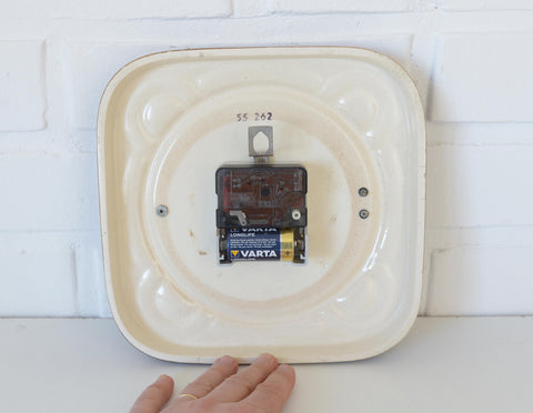 Vintage Dugena Ceramic Wall Clock: Rustic Brown Glaze, Made in Germany