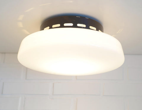Vintage Space Age Sconce: Extra Large Opaline Glass Flush Mount Light