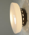 Vintage Space Age Sconce: Extra Large Opaline Glass Flush Mount Light