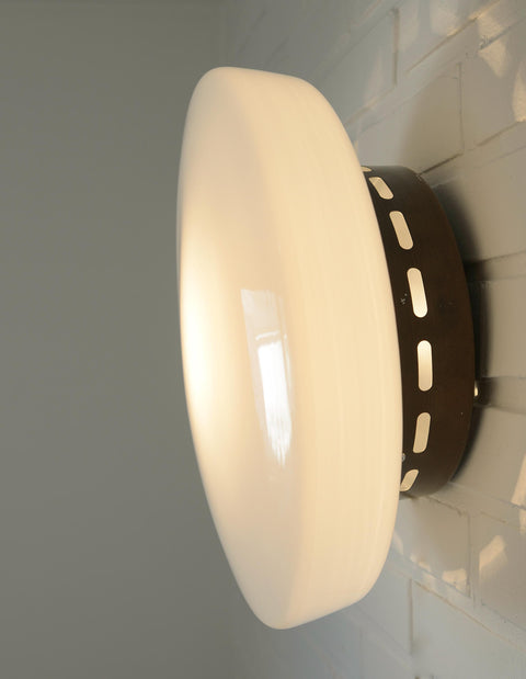 Vintage Space Age Sconce: Extra Large Opaline Glass Flush Mount Light