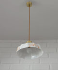 Vintage Opaline Glass Pendant Lamp: Retro Kitchen Lighting, Yugoslavia