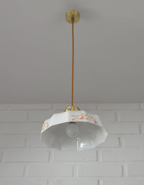 Vintage Opaline Glass Pendant Lamp: Retro Kitchen Lighting, Yugoslavia