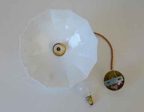 Vintage Opaline Glass Pendant Lamp: Retro Kitchen Lighting, Yugoslavia