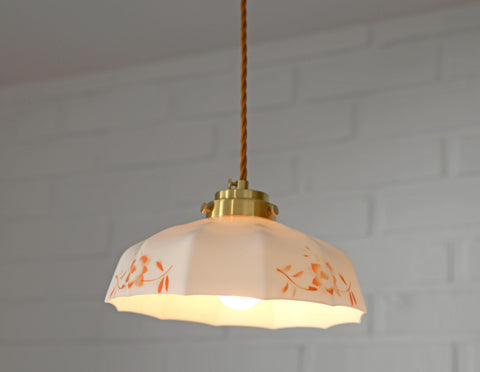 Vintage Opaline Glass Pendant Lamp: Retro Kitchen Lighting, Yugoslavia