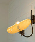 Art Deco Wall Sconces - Beige Marbled Glass, Yugoslavia 1930s (Set of 3)