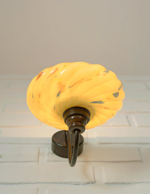 Art Deco Wall Sconces - Beige Marbled Glass, Yugoslavia 1930s (Set of 3)