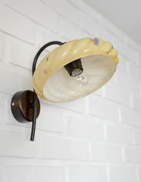 Art Deco Wall Sconces - Beige Marbled Glass, Yugoslavia 1930s (Set of 3)