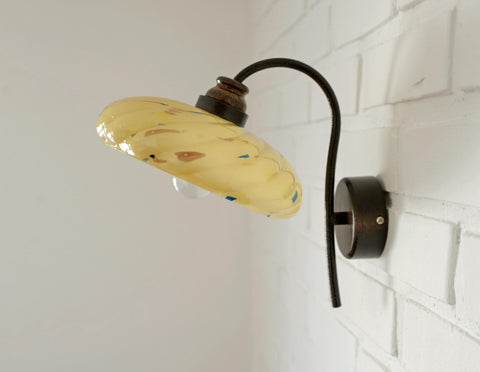 Art Deco Wall Sconces - Beige Marbled Glass, Yugoslavia 1930s (Set of 3)