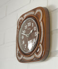 Vintage Dugena Ceramic Wall Clock: Rustic Brown Glaze, Made in Germany